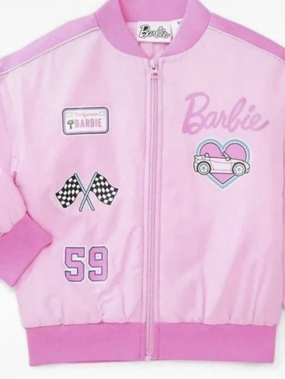 Barbie Girls Pink Racing Bomber Jacket